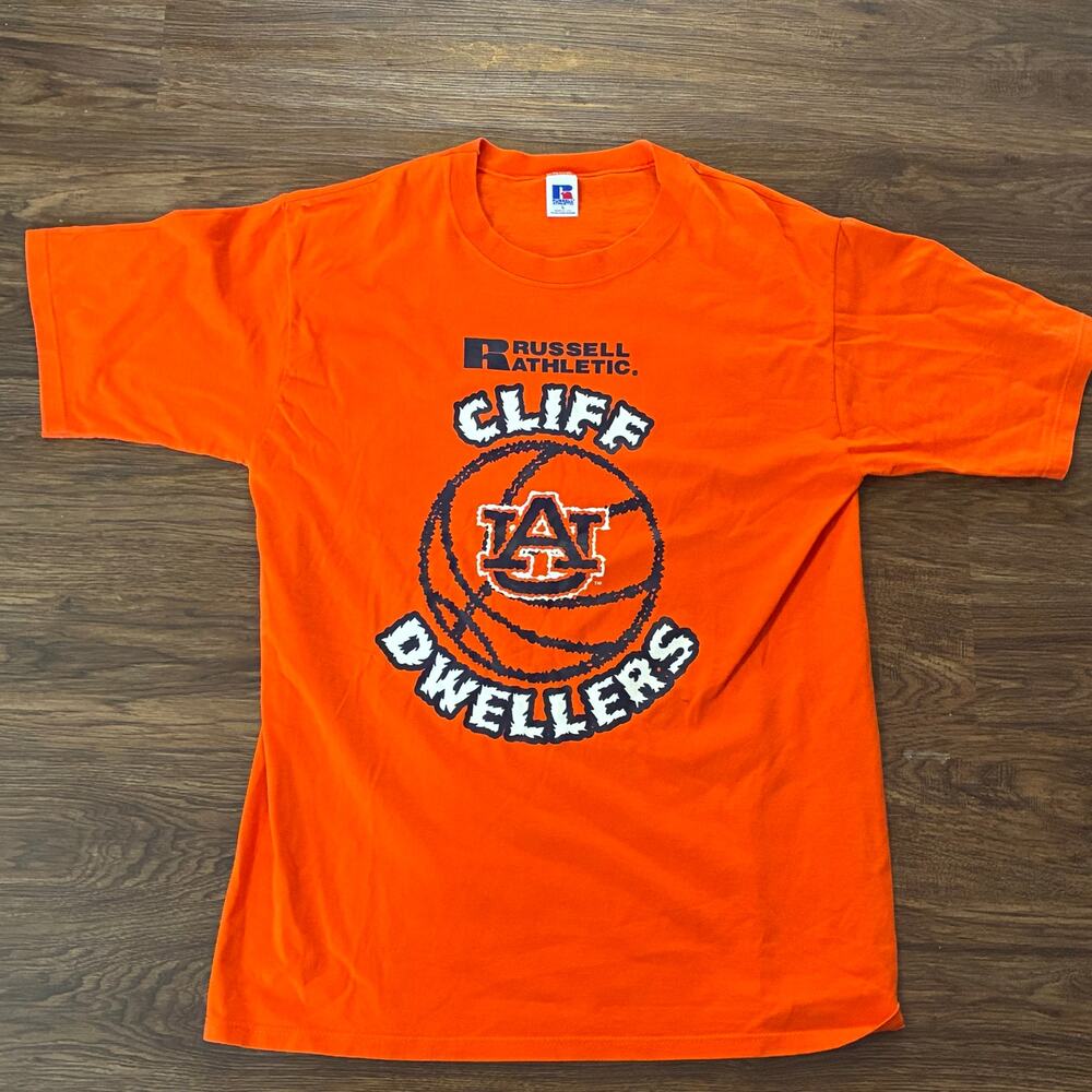 Vintage Russell Athletic Auburn Tigers Cliff Dwellers T-Shirt L Orange USA